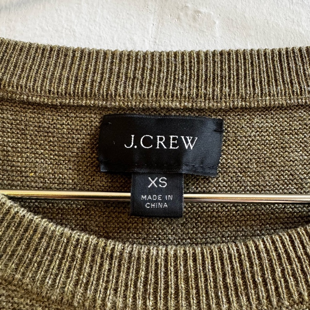 J. Crew 100% Cotton Crewneck Sweater in Olive - Picture 2 of 5